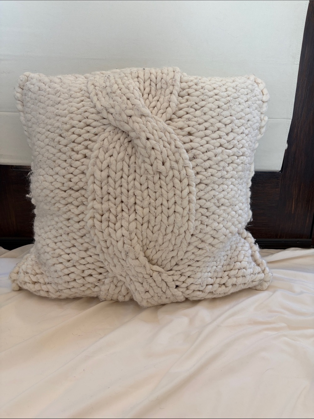 Crate&Barrel Cozy Knit Cable Throw Pillow Cover in Ivory - Set of 2
